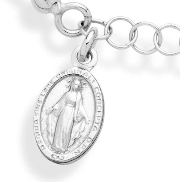 Sterling Silver Rosary Cross Chain Bracelet - Picture 4 of 6